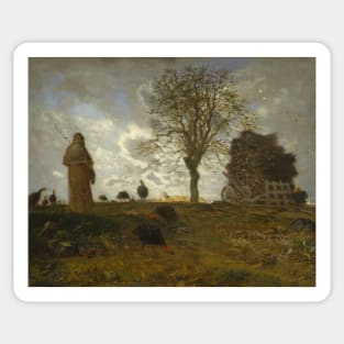 Autumn Landscape with a Flock of Turkeys by Jean-Francois Millet Sticker